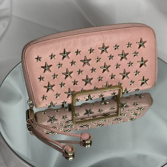 JIMMY CHOO FILIPA Star-embossed Leather Wallet Pink & Gold Leather Signat… - Picture 8 of 17